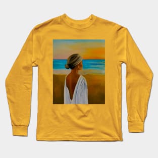 Woman at the beach Long Sleeve T-Shirt